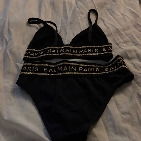 Balmain Paris Black & Gold Bralette bath suit size 36 - Picture 4 of 6